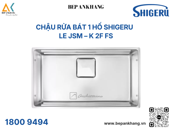Chậu Rửa Bát 1 hố Shigeru - LE JSM – K 2F FS - Hố vuông - Bề mặt LE độc quyền